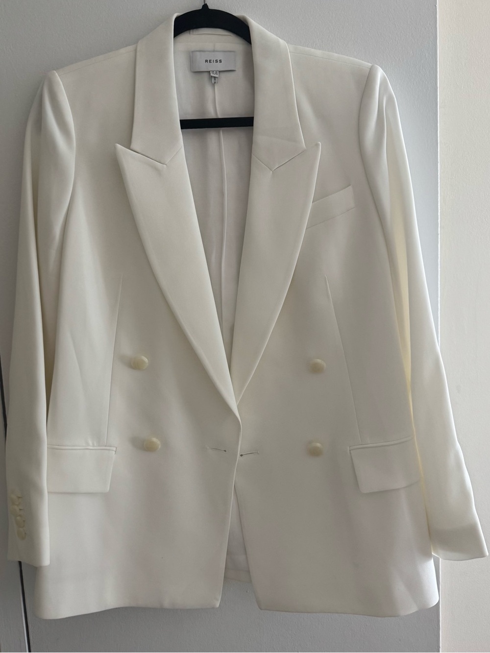 Reiss Cream Double-Breasted Blazer